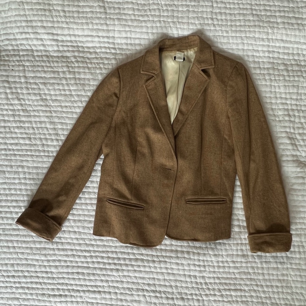 J. Crew Blazer / Jacket  Size 14 Wool Blend Tan/Buckskin
